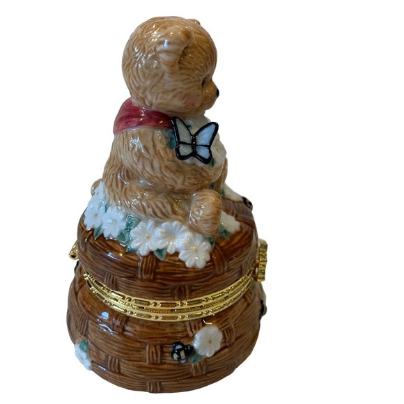 SF Music Box Teddy Bear Butterflies Bees Trinket Box Song My Favorite Things - Picture 6 of 11